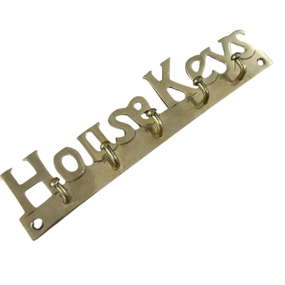 Vintage 70s “House Keys” Brass Key Holder Wall Hanging - Picture 3 of 4